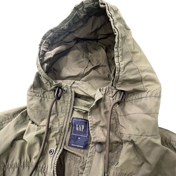Gap Cinch Waist Utility Field Jacket Pockets Water Resistant Khaki size Medium - Picture 8 of 13